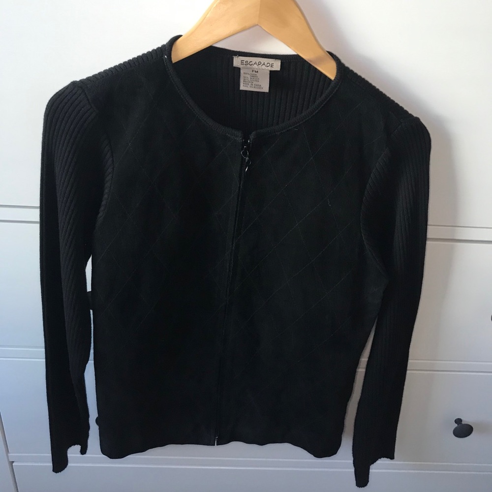Escapade Suede & Kint Zipper Sweater Jkt P M